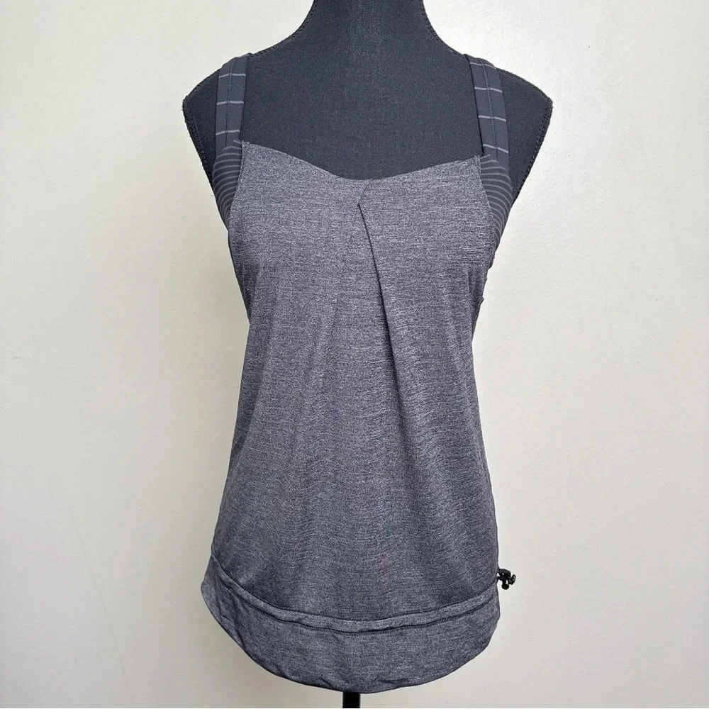 Lululemon Womens 4 Rest Less Tank Heathered Black
